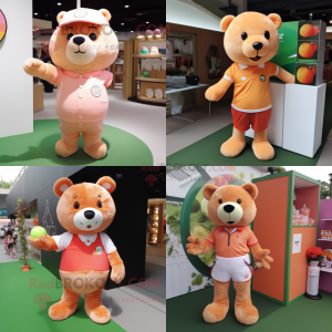 Peach Bear maskot drakt...