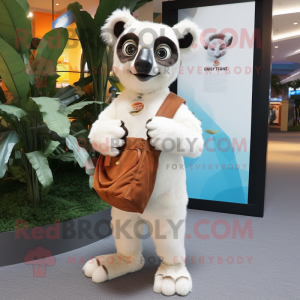 Cream Lemur maskot drakt...