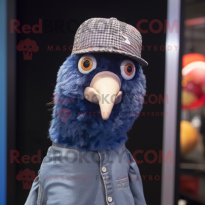 nan Guinea Fowl mascot costume character dressed with a Flare Jeans and Caps