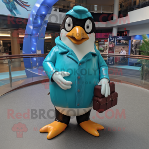 Turquoise pinguïn mascotte...