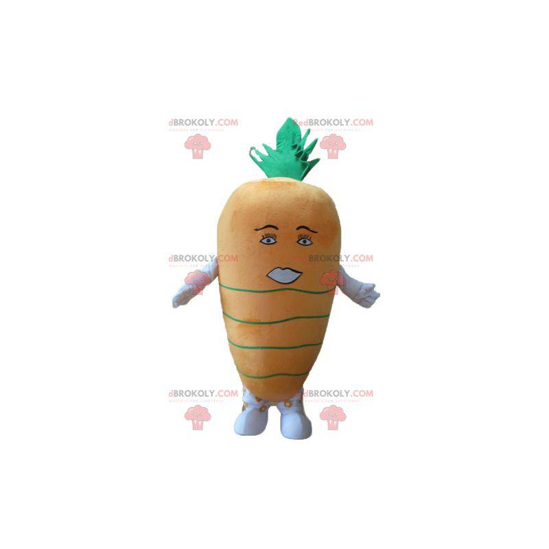 Mascotte de carotte orange et verte géante - Redbrokoly.com