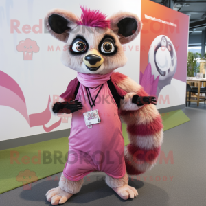 Pink Lemur maskot kostume...