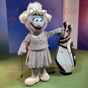 Gray Golf Bag mascot costume character dressed with a Culottes and Earrings