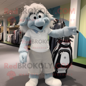 Gray Golf Bag mascot costume character dressed with a Culottes and Earrings