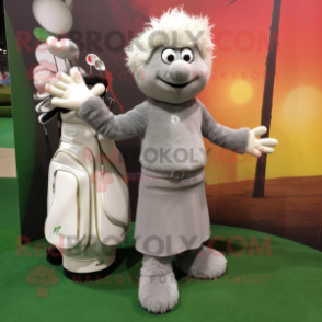 Gray Golf Bag mascot costume character dressed with a Culottes and Earrings