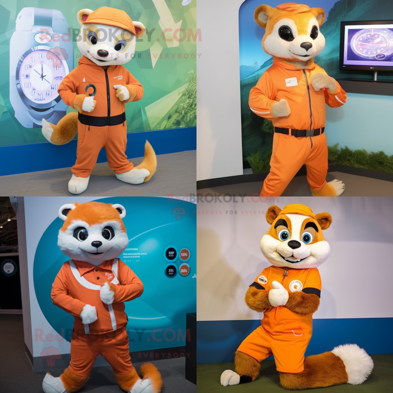 Orange Ferret mascot costume character dressed with a Trousers and Digital watches