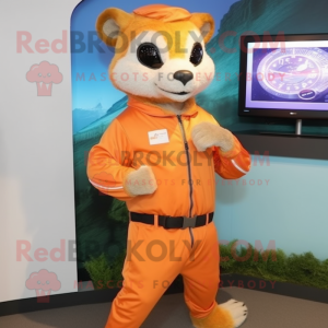 Orange Ferret mascot costume character dressed with a Trousers and Digital watches