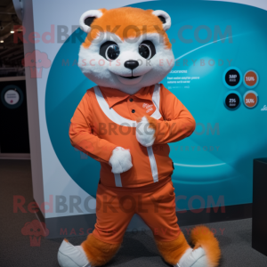 Orange Ferret mascot costume character dressed with a Trousers and Digital watches