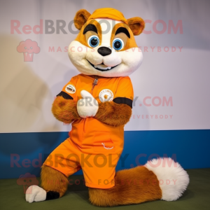 Orange Ferret mascot costume character dressed with a Trousers and Digital watches