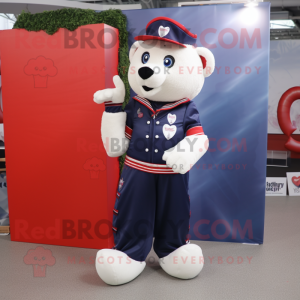 Navy Arrow Of Love mascot costume character dressed with a Blouse and Mittens