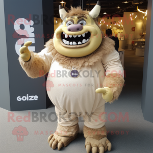 Beige Ogre maskot kostym...