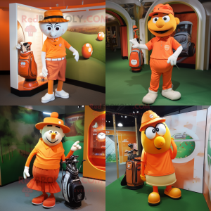 Orange Golf Bag mascot costume character dressed with a Blouse and Cufflinks