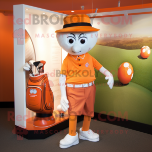 Orange Golf Bag mascot costume character dressed with a Blouse and Cufflinks