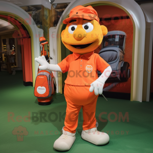 Orange Golf Bag mascot costume character dressed with a Blouse and Cufflinks