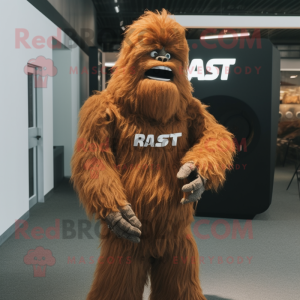 Rust Sasquatch mascot costume character dressed with a Jacket and Earrings