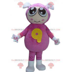 Pigemaskot med en lyserød jumpsuit med 2 ører - Redbrokoly.com