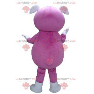 Menina mascote com macacão rosa com 2 orelhas - Redbrokoly.com