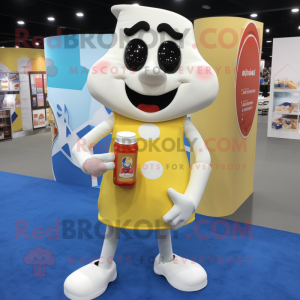 Cream Bottle Of Milk mascot costume character dressed with a Shorts and Wallets