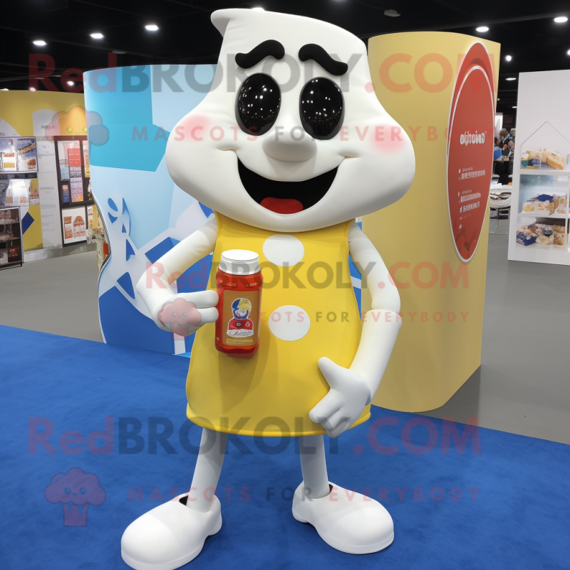 Cream Bottle Of Milk mascot costume character dressed with a Shorts and Wallets Cream Bottle Of Milk mascot costume character dressed with a Shorts and Wallets