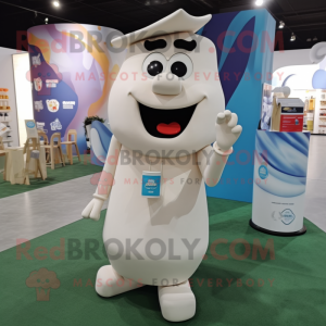 Cream Bottle Of Milk mascot costume character dressed with a Shorts and Wallets