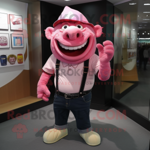 Pink Ogre mascotte kostuum...