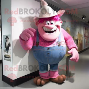 Pink Ogre maskot kostume...