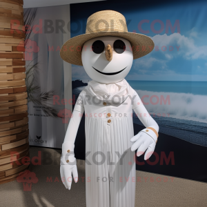 White Scarecrow mascot costume character dressed with a Bikini and Caps