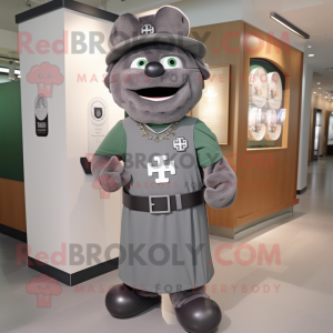 Gray Celtic Cross mascot costume character dressed with a Dress Pants and Belts