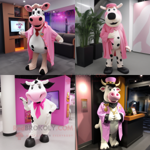 Pink Holstein Cow maskot...