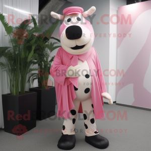 Pink Holstein Cow mascotte...