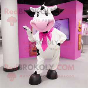 Pink Holstein Cow maskot...