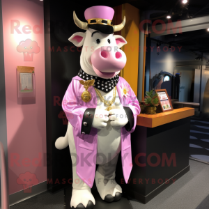 Pink Holstein Cow maskot...