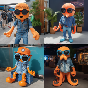 Orange Octopus maskot...