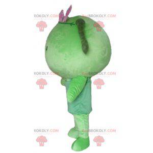 Menina mascote com tranças gigantes de boneca verde -