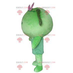 Mascotte de fille avec des tresses de poupée verte géante -
