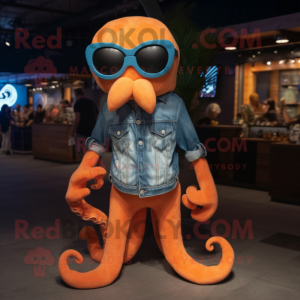 Orange Octopus maskot...