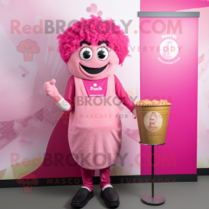 Pink Biryani mascot costume character dressed with a Waistcoat and Anklets