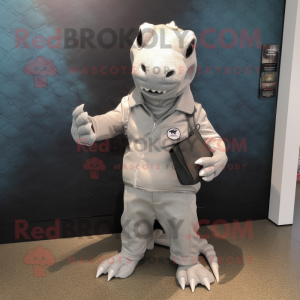 Sølv Komodo Dragon maskot...