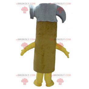 Riesiges graues und braunes gelbes Hammermaskottchen -