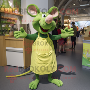 Lime Green Ratatouille mascot costume character dressed with a Dungarees and Clutch bags