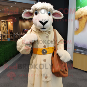 Tan Sheep maskot kostym...