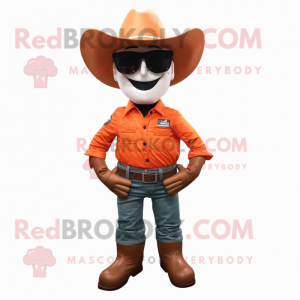 Orange Cowboy maskot kostym...