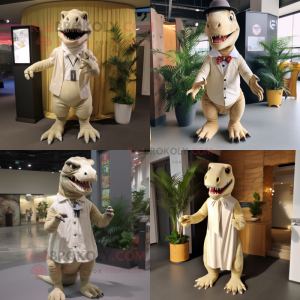 Beige Tyrannosaurus maskot...