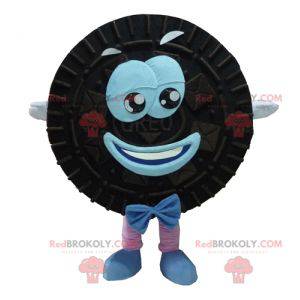 Mascot Oreo svart og blå kake rund og smilende - Redbrokoly.com