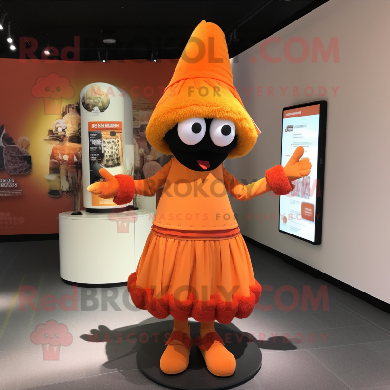 Orange Moussaka mascot costume character dressed with a Culottes and Hairpins Orange Moussaka mascot costume character dressed with a Culottes and Hairpins