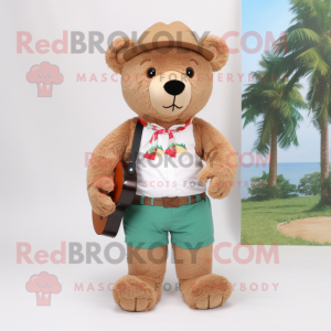 nan Teddy Bear mascot costume character dressed with a Bermuda Shorts and Suspenders