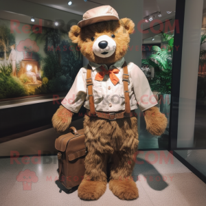 nan Teddy Bear mascot costume character dressed with a Bermuda Shorts and Suspenders