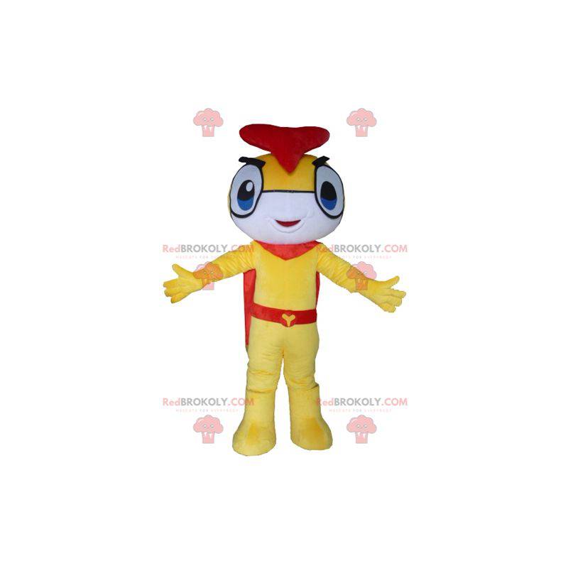 Mascota insecto muñeco de nieve amarillo, blanco y rojo -