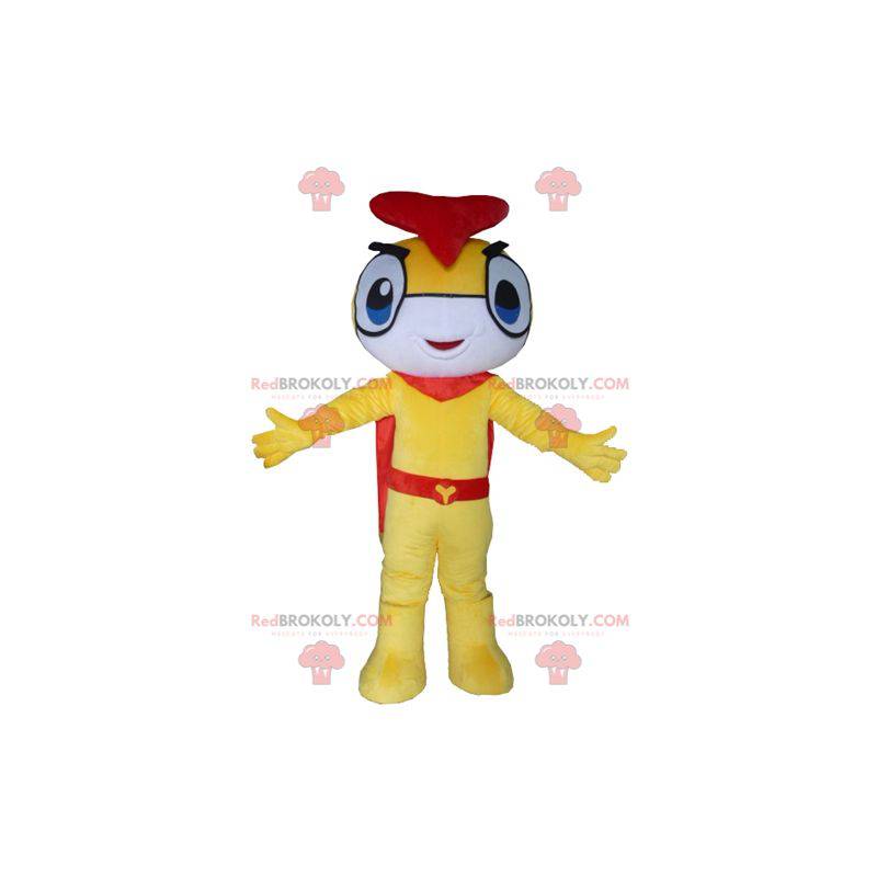 Mascotte d'insecte de bonhomme jaune blanc et rouge -