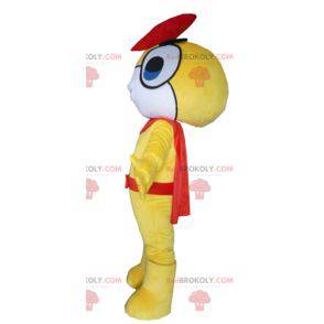 Mascote inseto do boneco de neve amarelo, branco e vermelho -